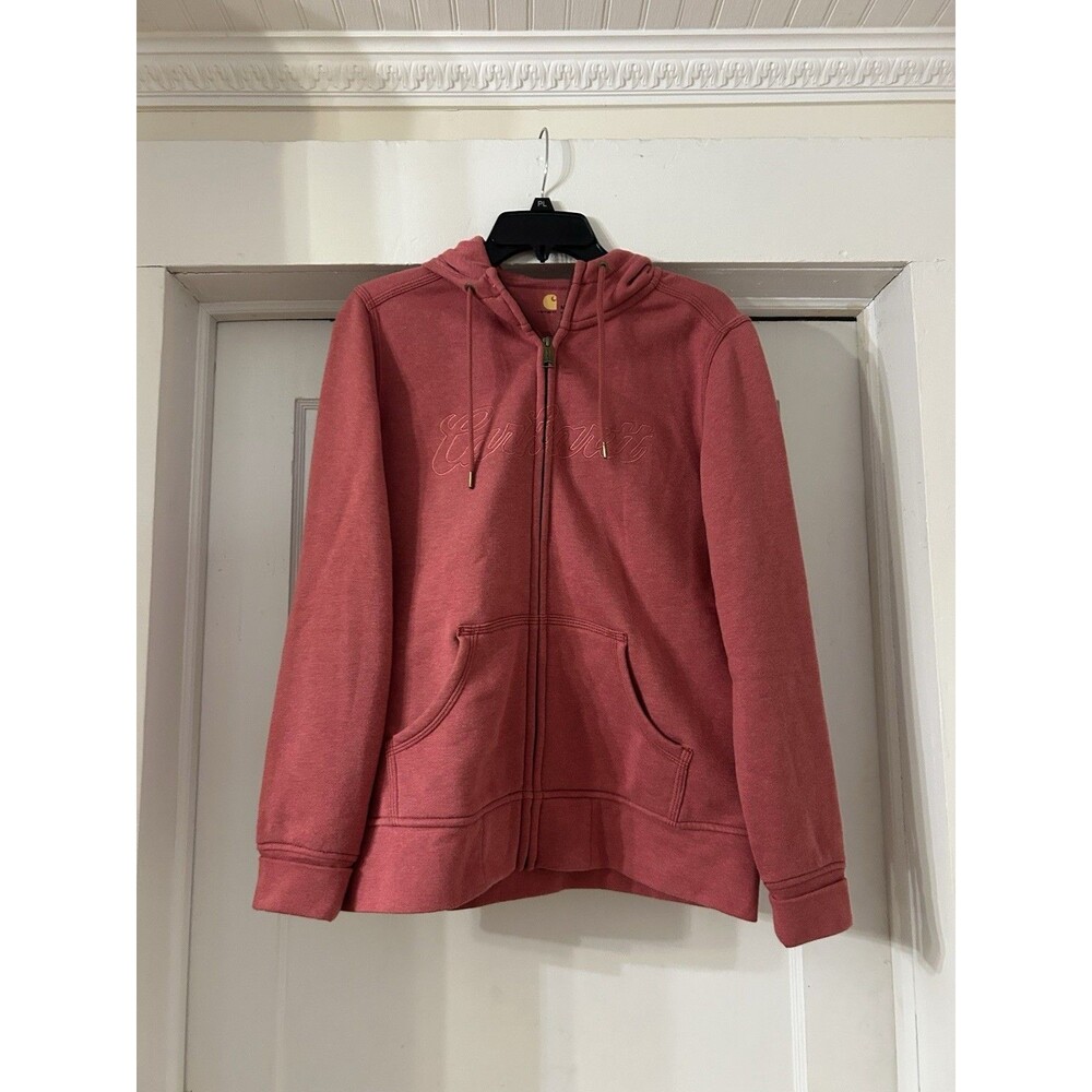 Carhartt Clarksburg Hoodie Women Medium Full Zip Workwear Pinkman Cowgirl Cozy